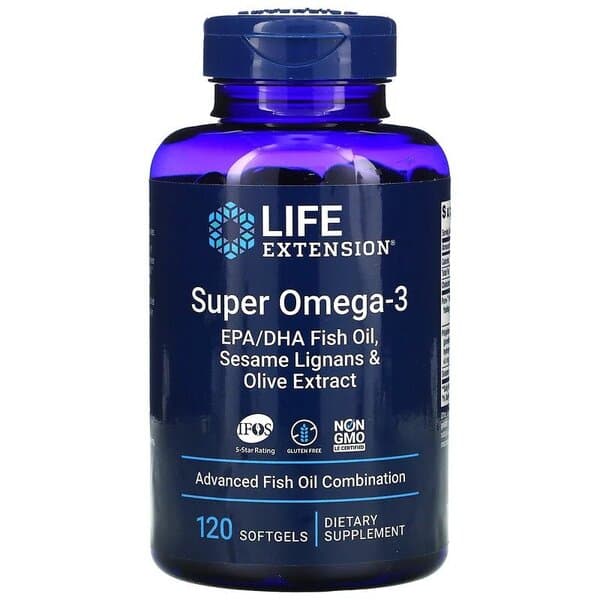 Life Extension Super Omega-3 EPA/DHA Fish Oil, Sesame Lignans & Olive Extract - 120 softgels