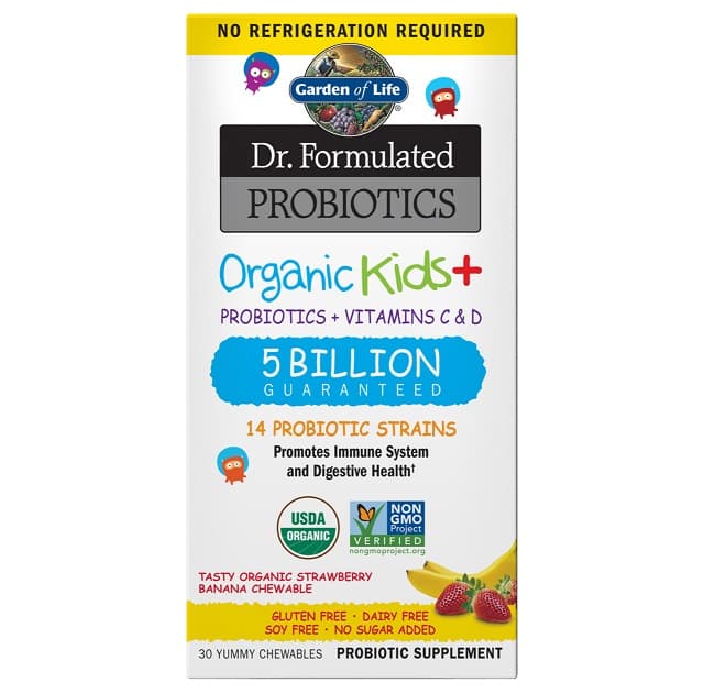 Garden of Life Dr. Formulated Probiotics Kids+, Strawberry Banana - 30 chewables