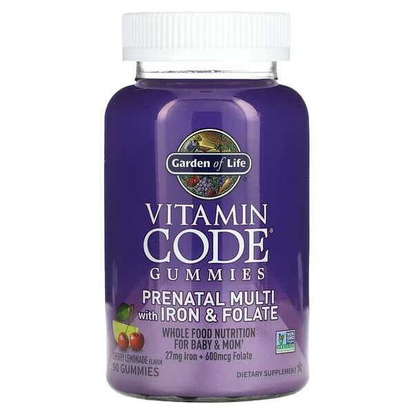 Garden of Life Vitamin Code Prenatal Multi with Iron & Folate Gummies, Cherry Lemonade - 90 gummies