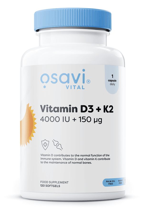 Osavi Vitamin D3 + K2, 4000IU + 150mcg - 120 softgels