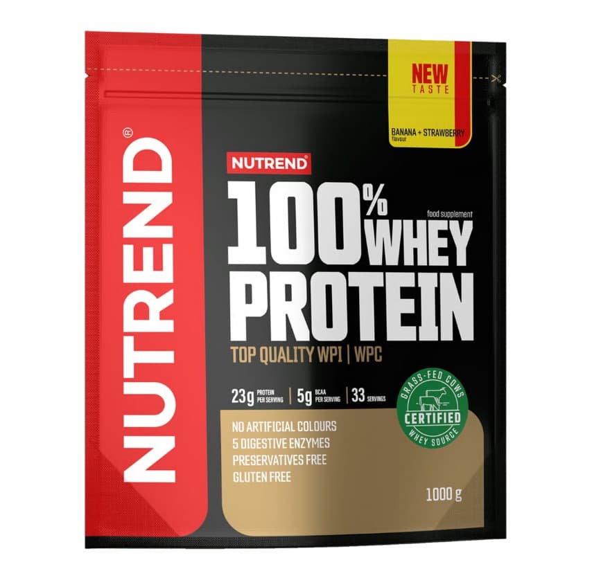 Nutrend 100% Whey Protein, Banana + Strawberry - 1000 grams