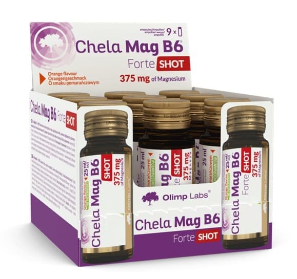 Olimp Nutrition Chela Mag B6 Forte Shot, Orange - 9 x 25 ml.