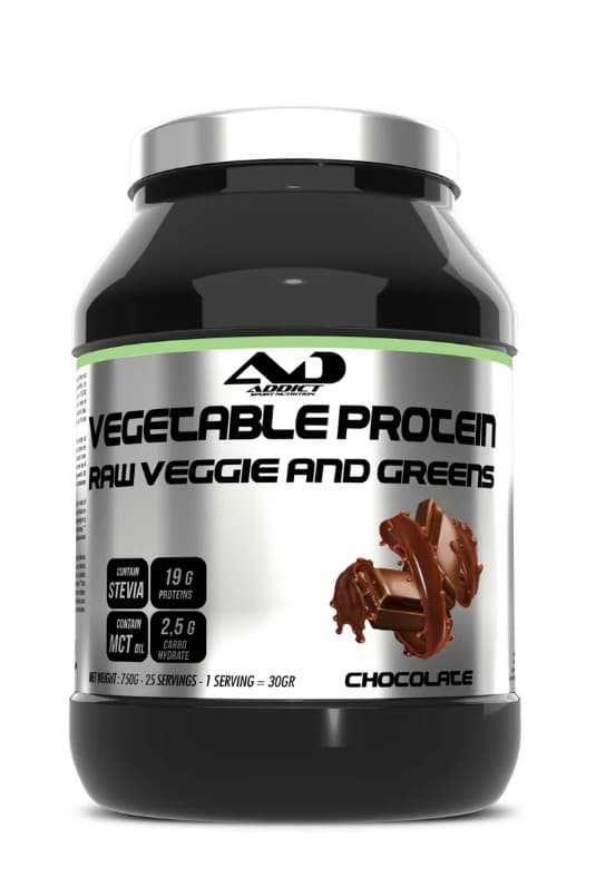 Addict Sport Nutrition Vegetable Protein Raw Veggie and Greens, Chocolate - 750 grams