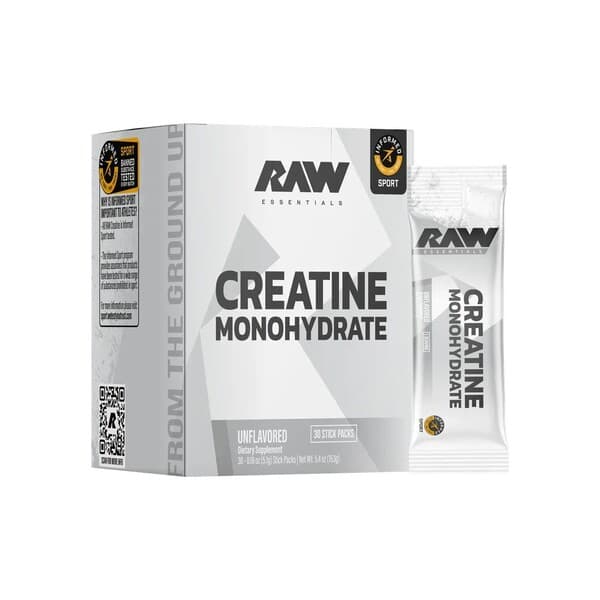 Raw Nutrition Creatine Monohydrate Stick Packs, Unflavoured - 30 x 5g