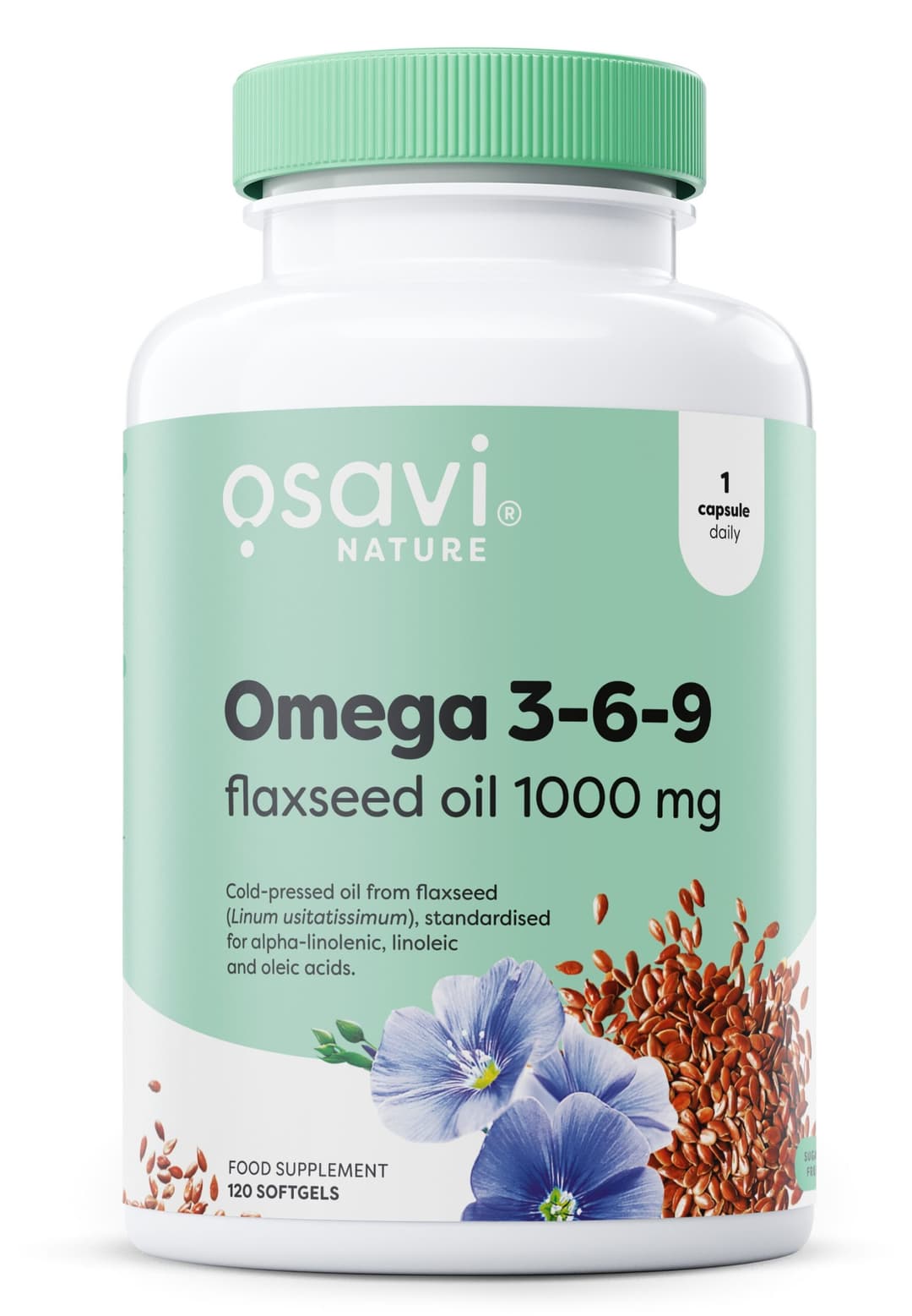 Osavi Omega 3-6-9 Flaxseed Oil, 1000mg - 120 softgels