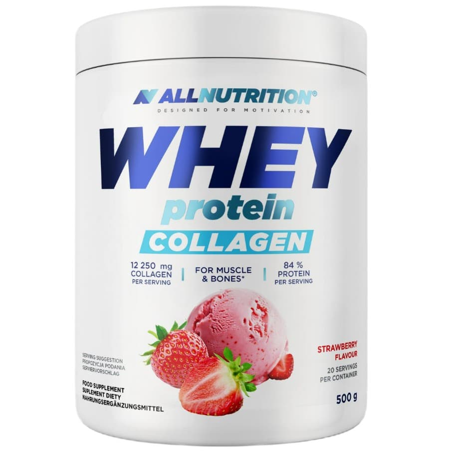 Allnutrition Whey Protein Collagen, Strawberry - 500 grams