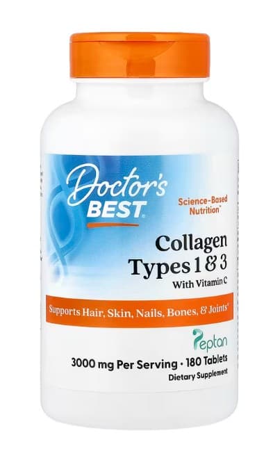 Doctor's Best Collagen Types 1 and 3 with Peptan and Vitamin C, 3000mg - 180 tablets